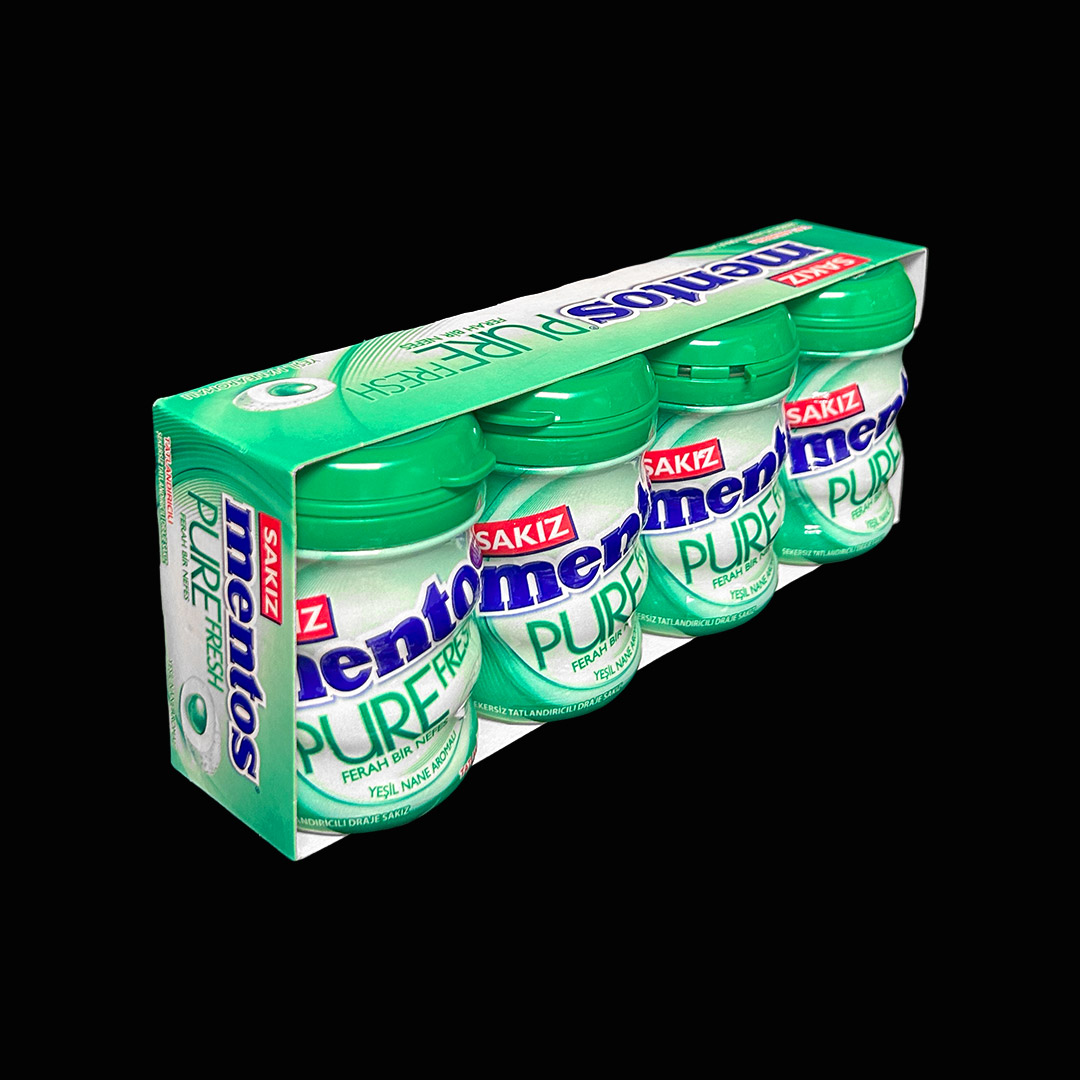 Mentos Pure Fresh Sekersiz Yesil Naneli Sakiz 2x4x60g