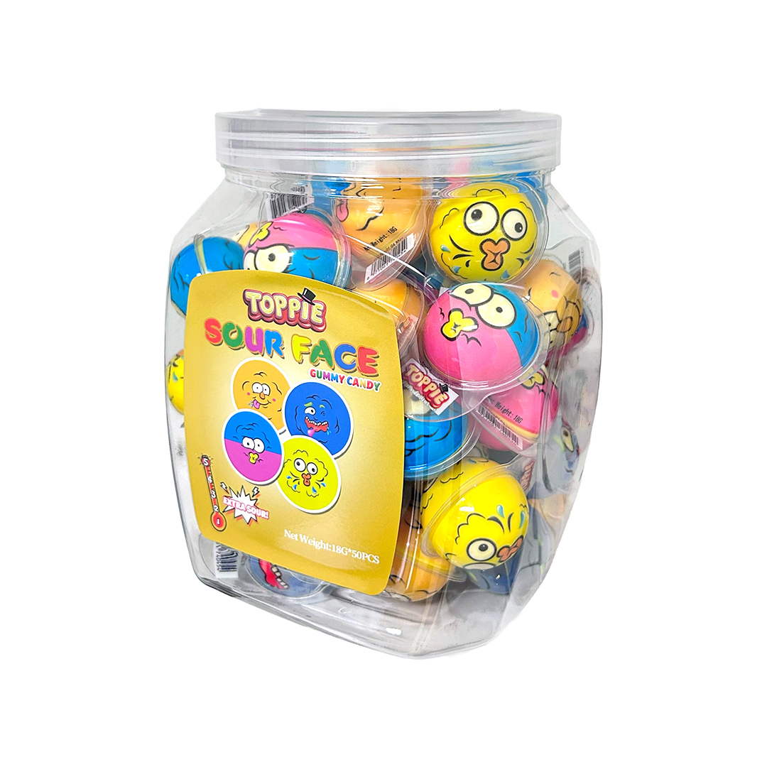 Toppie Sour Face Gummy Candy 50x18g