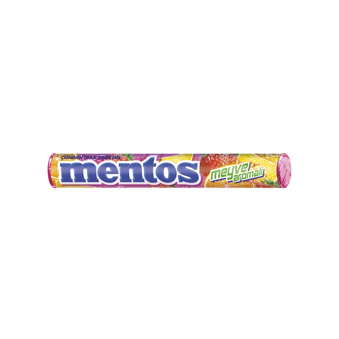 Mentos Meyve Aromali Cilek, Portakal, Limon Draje Seker 20x37,5g